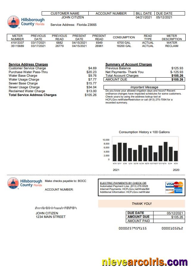 USA Hillsborough County utility bill